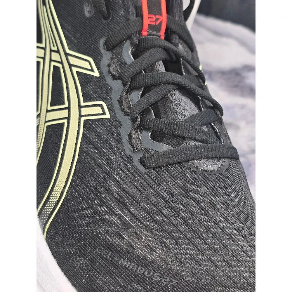 NWOT ASICS GEL-Nimbus 27 Running Shoes Black Gold 1011B958 Mens Size 8